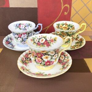Royal Albert Fragrance Series Teacups And Saucers Lot of 3